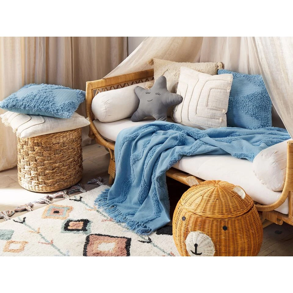 Beliani Plaid KHARI - Blauw Katoen - Afbeelding 2