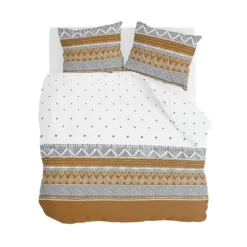 Walra - Dekbedovertrek Ikat Dreams - 200x220 Cm - Wit / Cognac