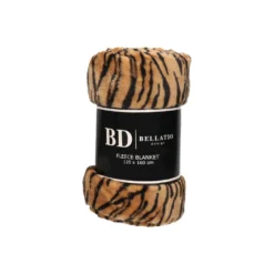 Bellatio Design Plaid - Fleece Deken - Tijger Dieren Print - 120 X 160 Cm