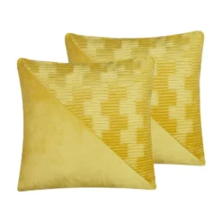 Beliani Sierkussen ORIGANUM - Geel Fluweel