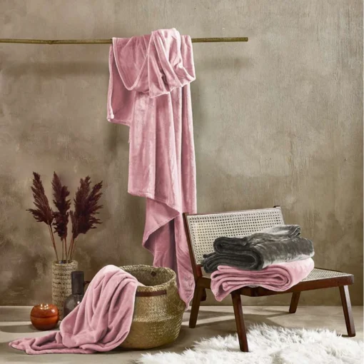 De Witte Lietaer Fleece Deken Cosy Dusty Rose - 150 X 200 Cm - Roze - Afbeelding 2