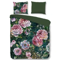 Good Morning Dekbedovertrek "Fleur" - Groen - (240x220 Cm)