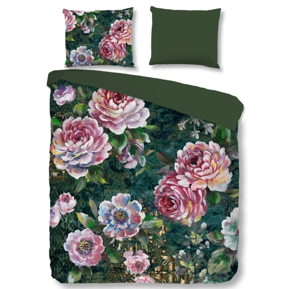 Good Morning Dekbedovertrek "Fleur" - Groen - (240x220 Cm)