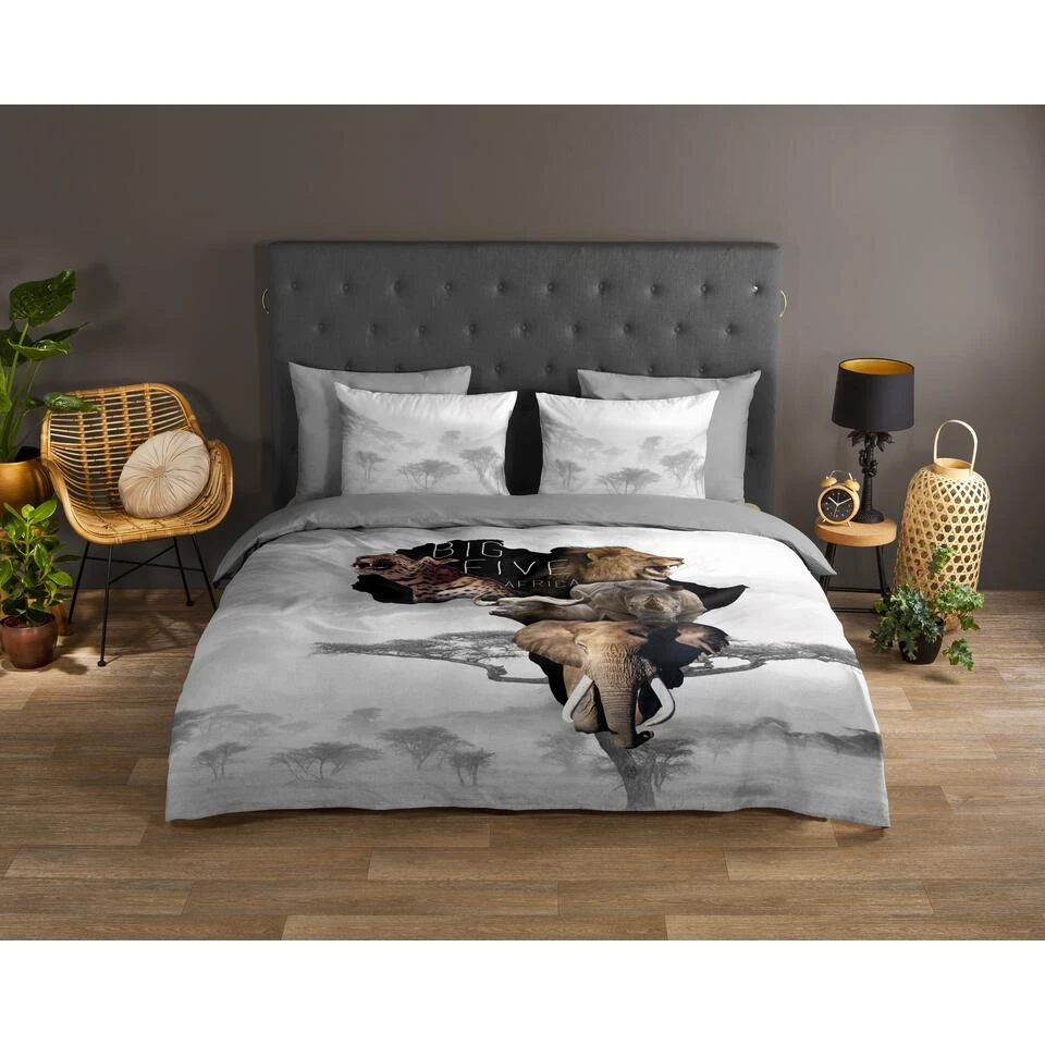Good Morning Dekbedovertrek "Big Five" - Grijs - (240x220 Cm) - Afbeelding 2