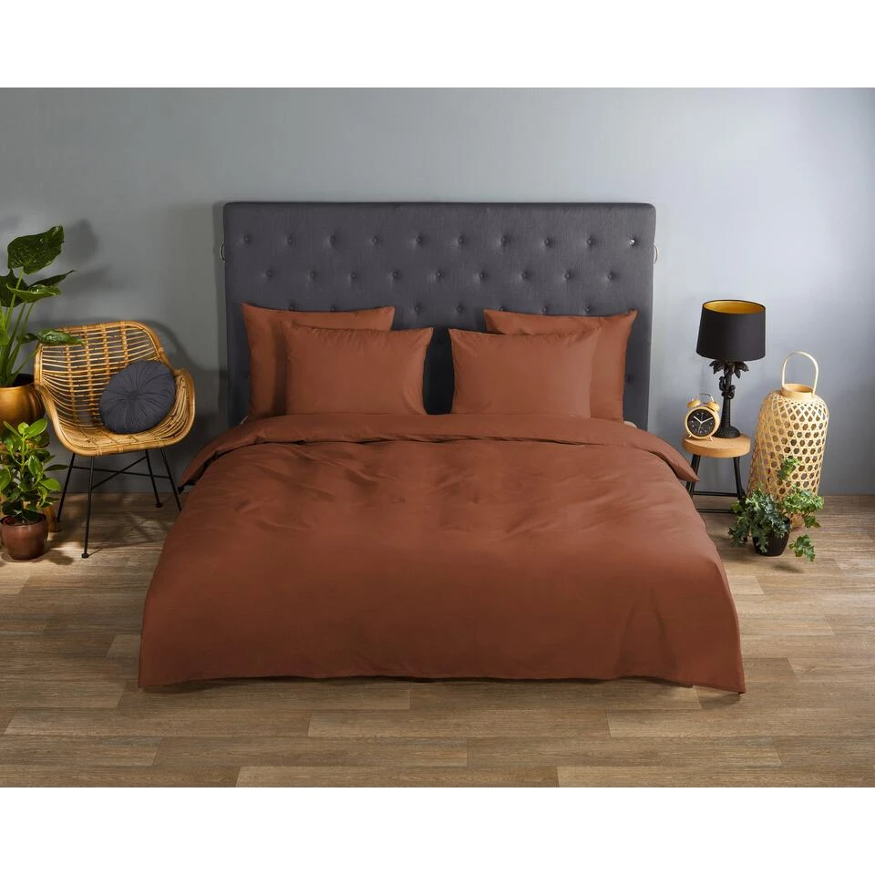 Good Morning Dekbedovertrek "Uni Terracotta" - Terra - (200x220 Cm) - Afbeelding 2