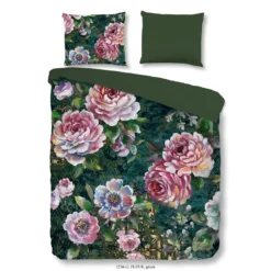 Good Morning Dekbedovertrek "Fleur" - Groen - (140x220 Cm)