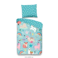 Good Morning Dekbedovertrek "Moody" - Aqua - (100x135 Cm)