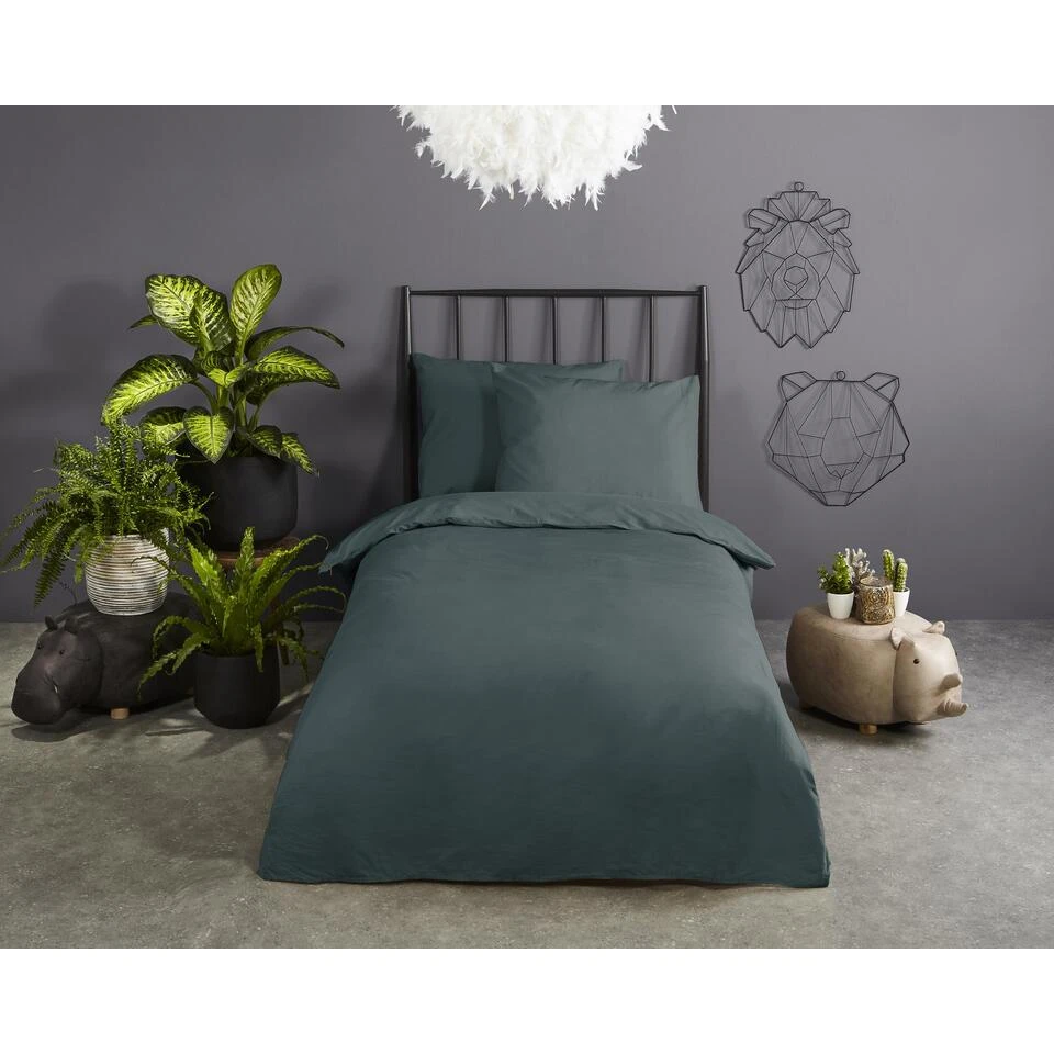 Good Morning Dekbedovertrek "Uni D.Green" - Groen - (140x220 Cm) - Afbeelding 2