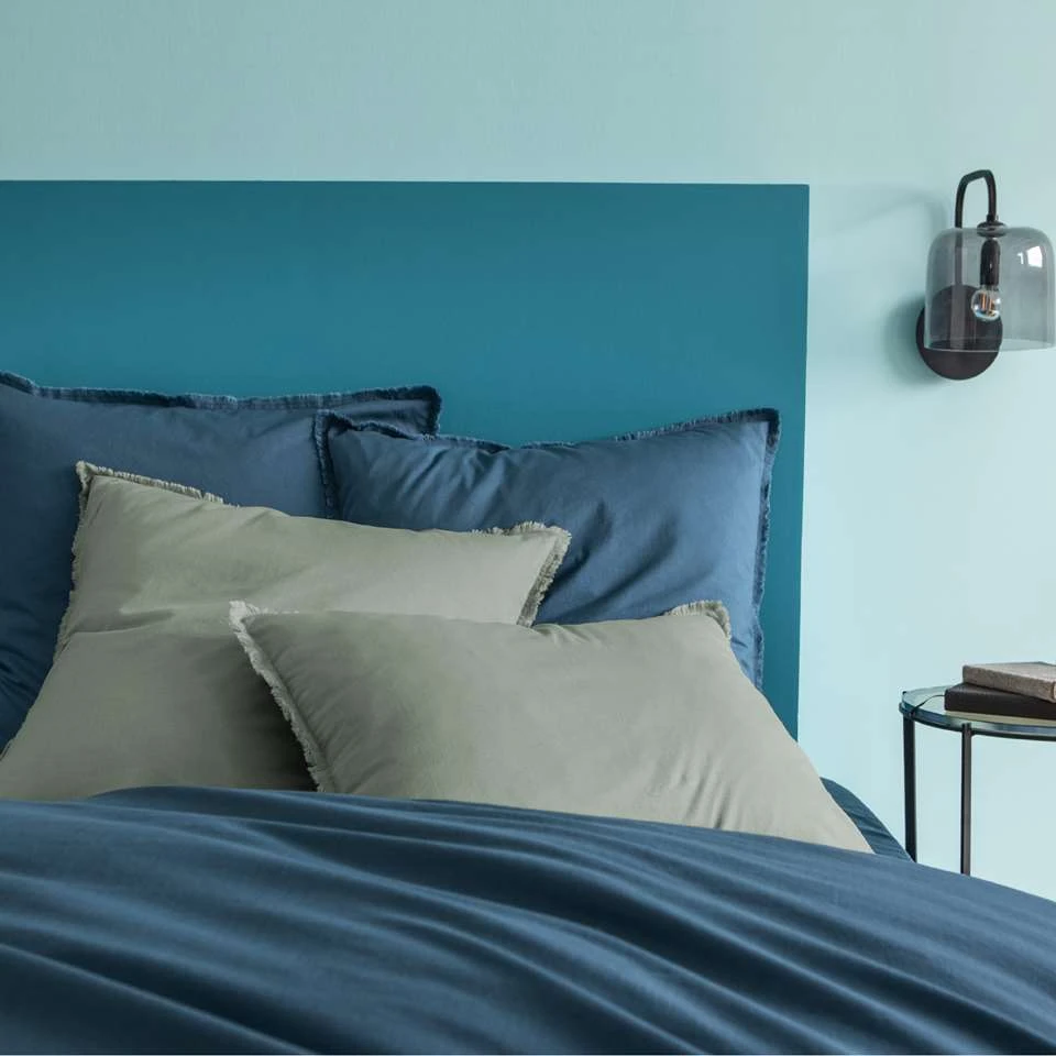 Matt & Rose Set Kussenslopen Blauw - 65 X 65 Cm - Gewassen Katoen - Afbeelding 4