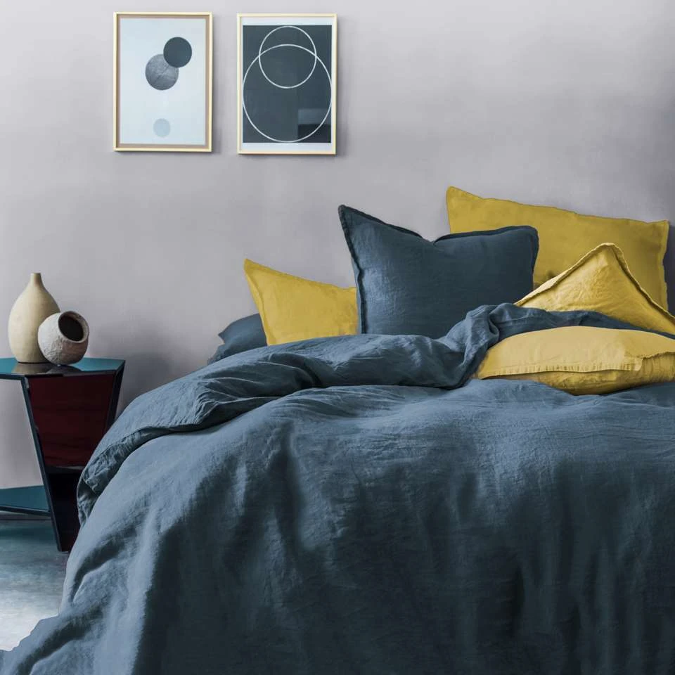 Matt & Rose Set Kussenslopen Marine - 50 X 70 Cm - 100% Linnen - Afbeelding 2