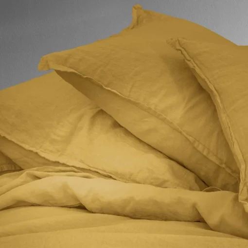 Matt & Rose Set Kussenslopen Saffraan - 65 X 65 Cm - 100% Linnen - Afbeelding 2