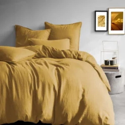 Matt & Rose Set Kussenslopen Saffraan - 65 X 65 Cm - 100% Linnen -Beddengoed Winkel 1000038506 0102