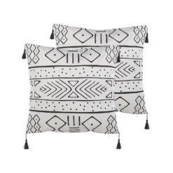 Beliani Sierkussen SCHEFFLERA - Wit Fluweel