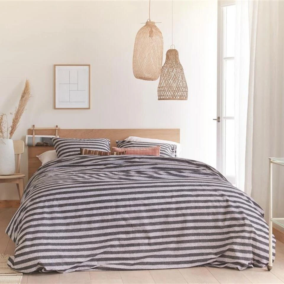 Ariadne At Home Dekbedovertrek Knit Stripes Black/White-2-persoons (200 X 200... - Afbeelding 3