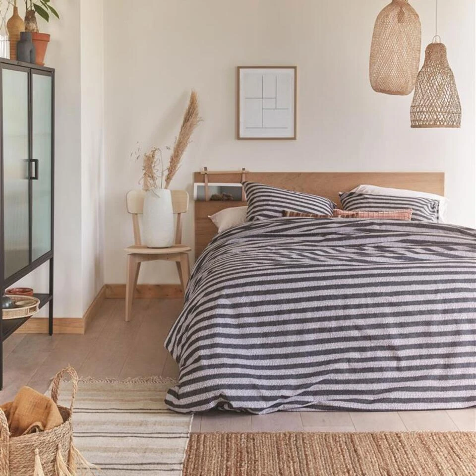 Ariadne At Home Dekbedovertrek Knit Stripes Black/White-2-persoons (200 X 200... - Afbeelding 4