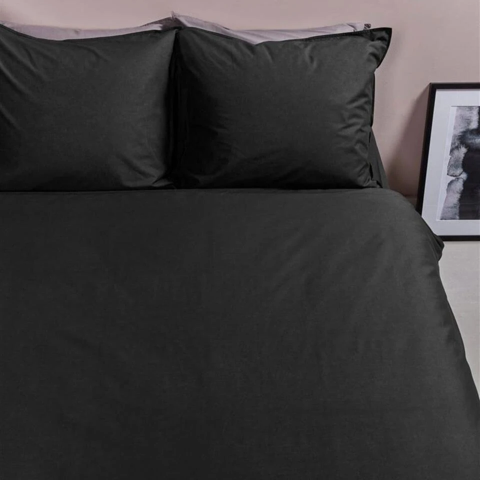 Ambiante Dekbedovertrek Uni Cotton Black-1-persoons (140 X 200/220 Cm) - Afbeelding 2