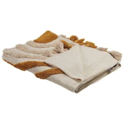 Beliani Plaid MATHURA - Beige Katoen