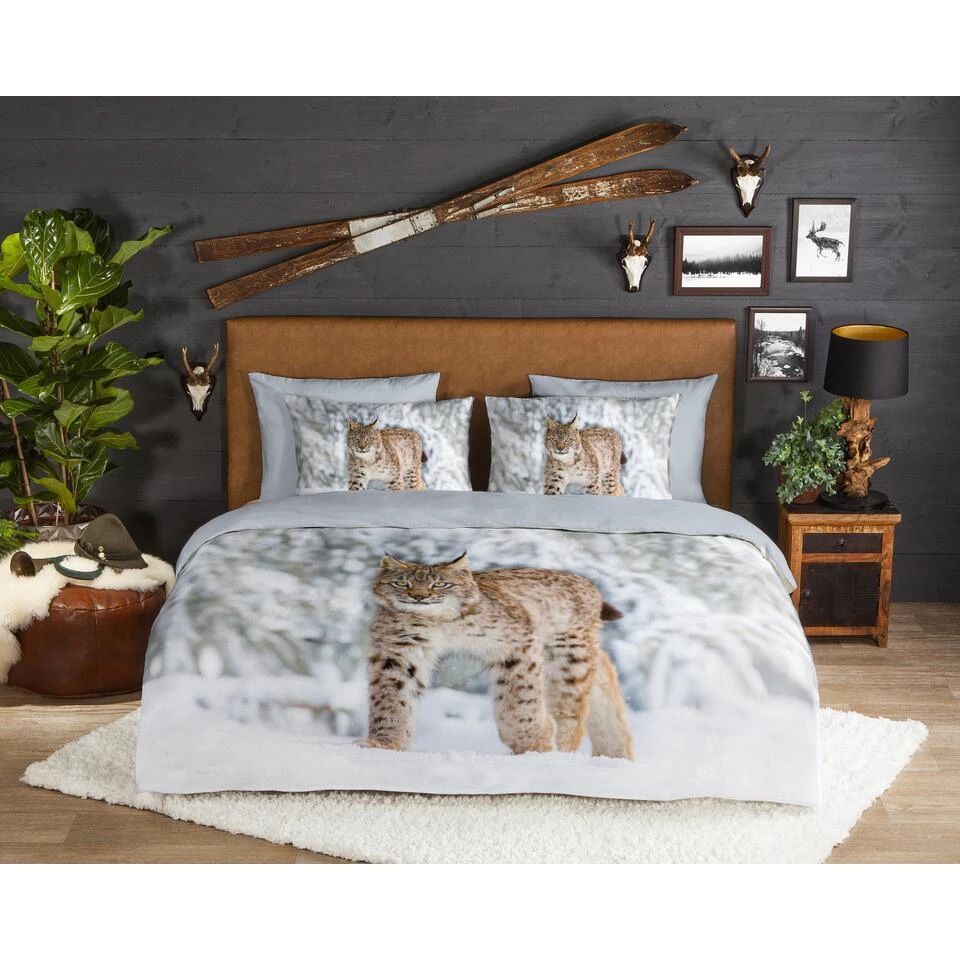 Good Morning Dekbedovertrek "Lynx" - Grijs - (140x220 Cm) - Afbeelding 2