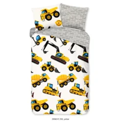 Good Morning Dekbedovertrek "Dig" - Geel - (140x220 Cm)