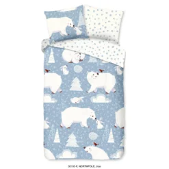 Good Morning Dekbedovertrek "Northpole" - Blauw - (140x220 Cm)