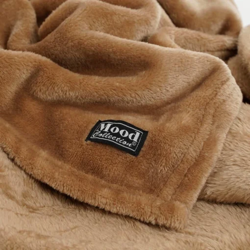 In The Mood Collection Famke Fleece Plaid - 180 X 130 Cm - Lichtbruin - Afbeelding 4