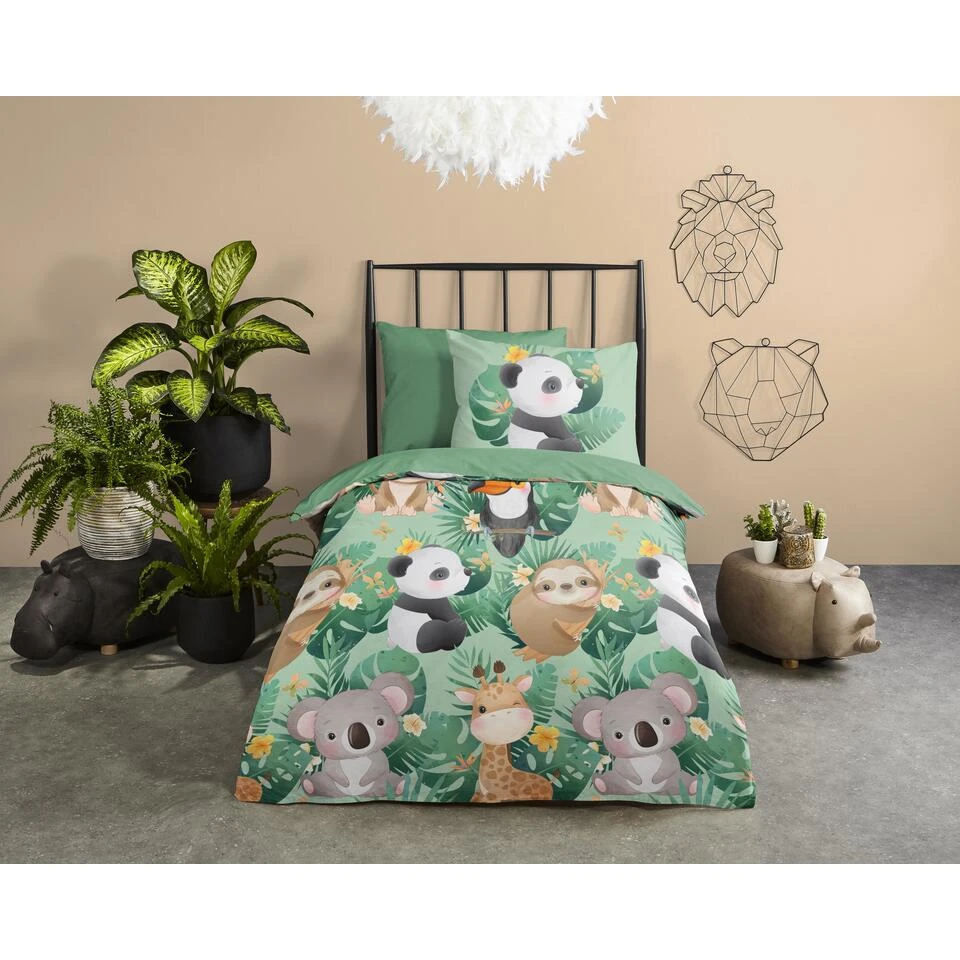 Good Morning Dekbedovertrek "Momo" - Groen - (140x220 Cm) - Afbeelding 2