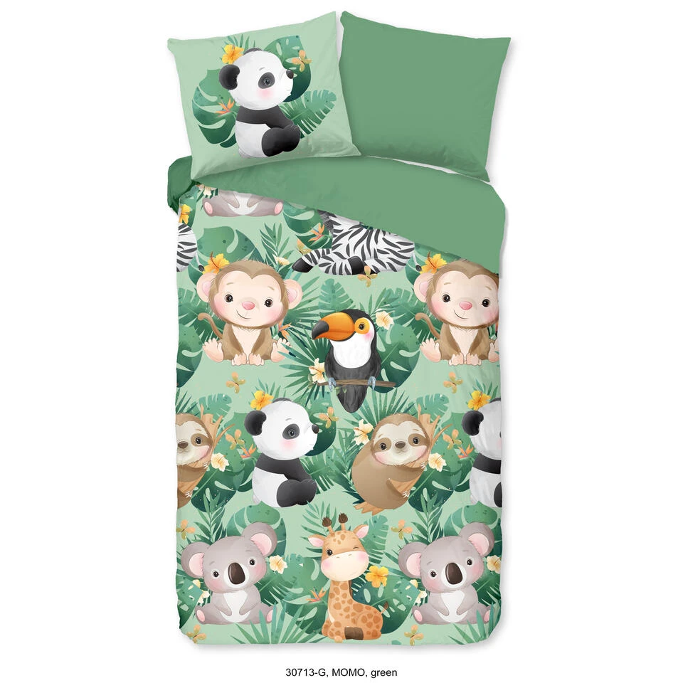 Good Morning Dekbedovertrek "Momo" - Groen - (140x220 Cm)