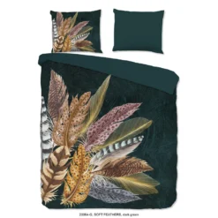 Good Morning Dekbedovertrek "Soft Feathers" - Groen - (240x220 Cm)