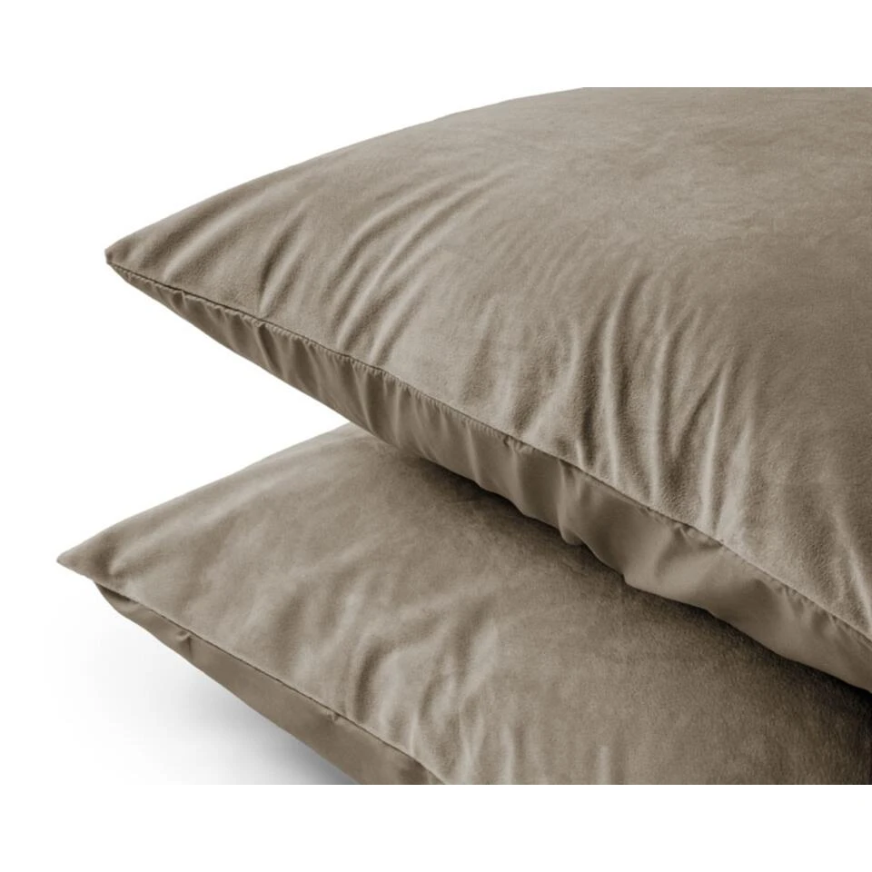 Sleeptime Velvet Kussenslopen Taupe (2-stuks) - Afbeelding 3