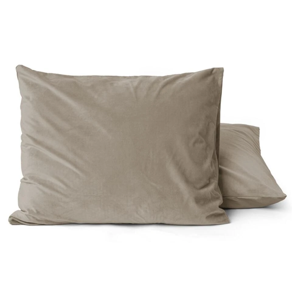 Sleeptime Velvet Kussenslopen Taupe (2-stuks)