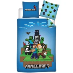 Minecraft Dekbedovertrek Fight - Eenpersoons - 140 X 200 Cm - Polyester