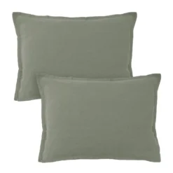 Matt & Rose Set Kussenslopen Mosgroen - 50 X 70 Cm - 100% Linnen