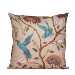 Anna's Collection Buitenkussen Bloem - Bruin/blauw - 60 X 60 Cm