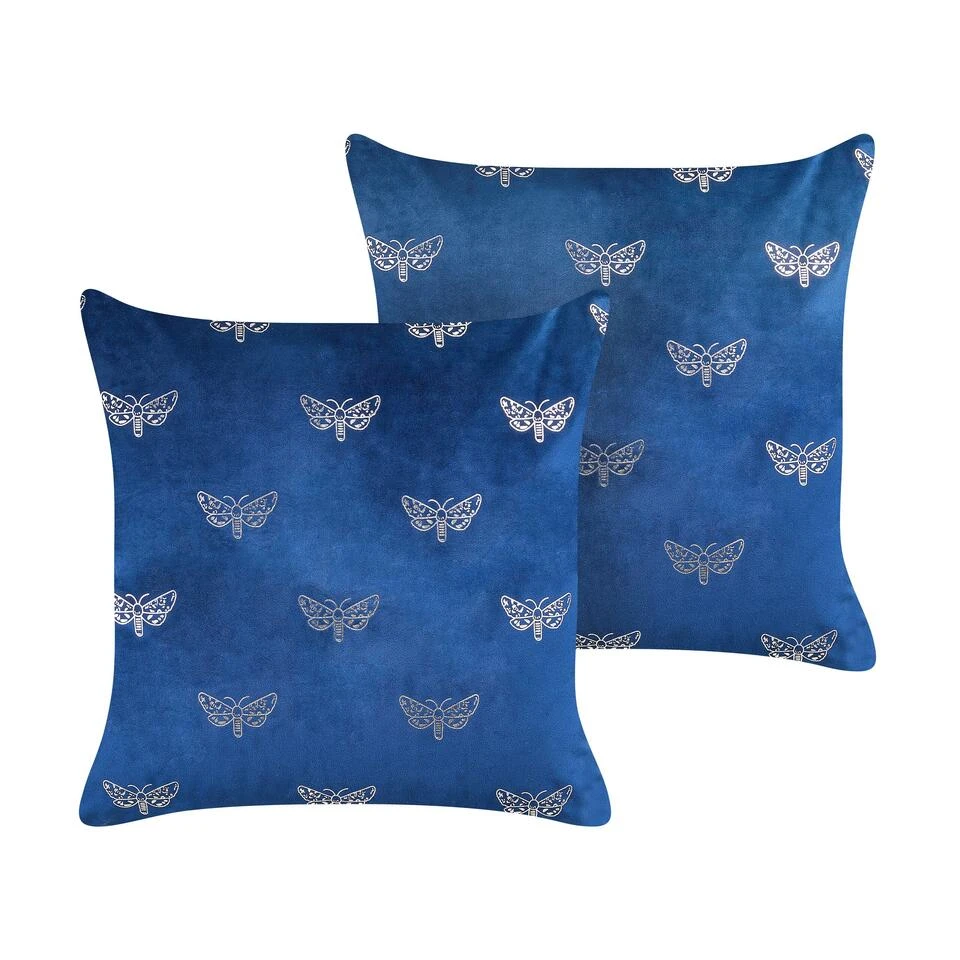 Beliani Sierkussen YUZURI - Blauw Fluweel