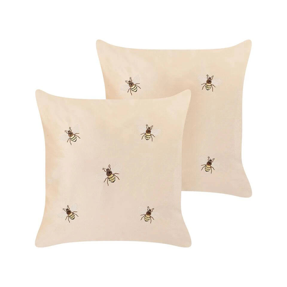 Beliani Sierkussen TALINUM - Beige Fluweel