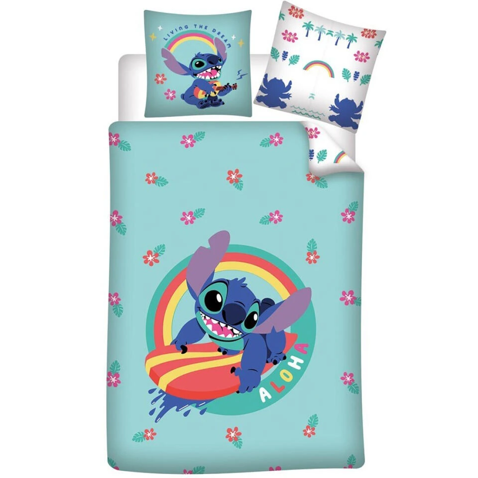 Disney Lilo & Stitch Dekbedovertrek Surf - 140 X 200 + 65 X 65 Cm - Katoen