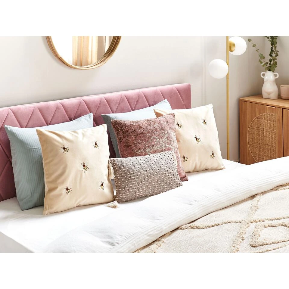 Beliani Sierkussen TALINUM - Beige Fluweel - Afbeelding 2