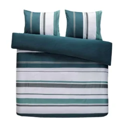 Royal Dekbedovertrek Kalmar Strepen - Wit/groen - 200x200/220 Cm
