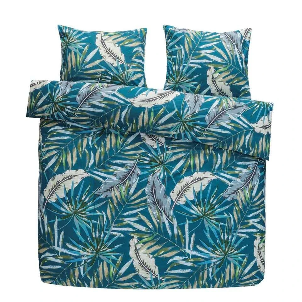 Comfort Dekbedovertrek Jasmine Botanisch - Blauwgroen - 240x200/220 Cm