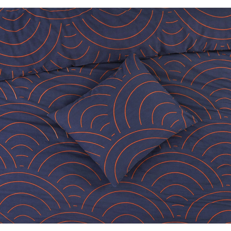 Comfort Dekbedovertrek Sendai Grafisch - Blauw/caramel - 240x200/220 Cm - Afbeelding 2