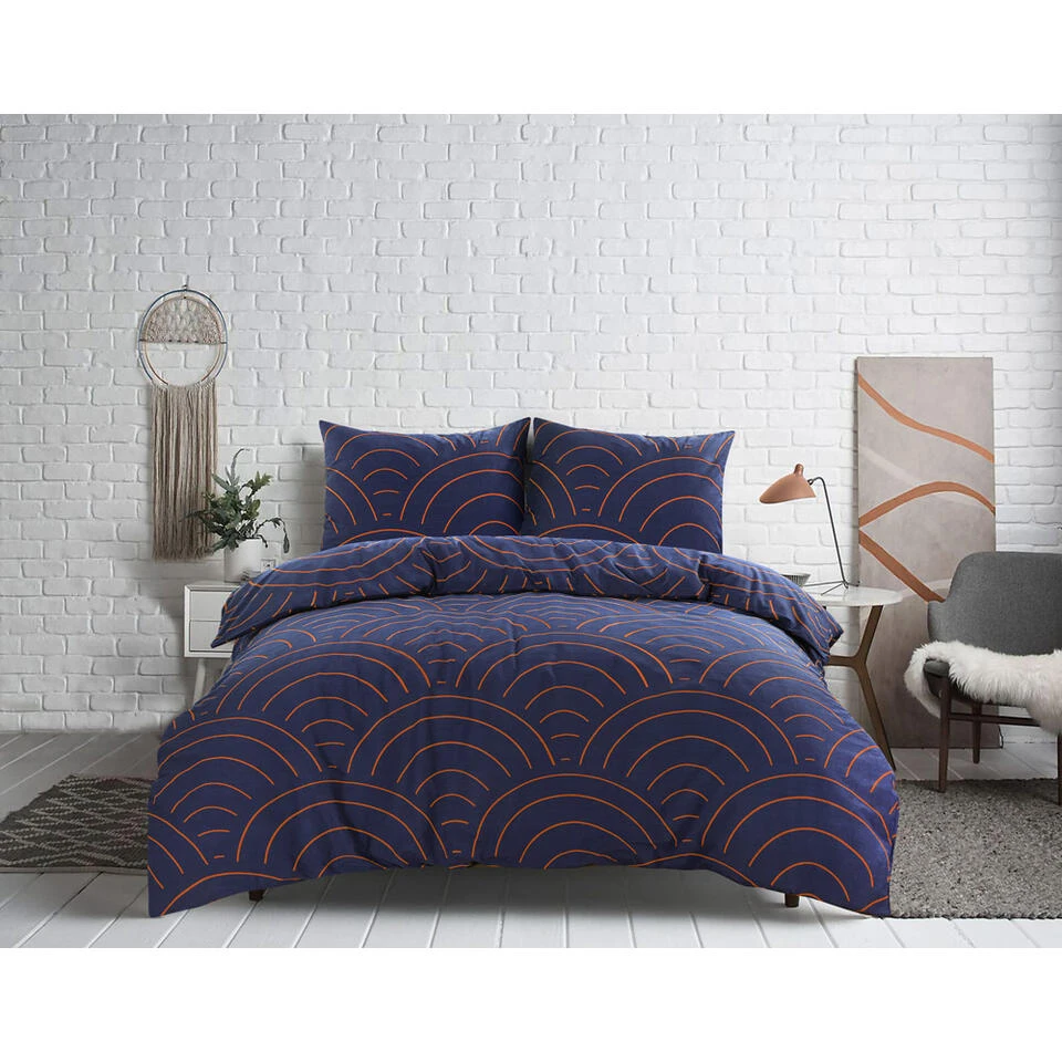 Comfort Dekbedovertrek Sendai Grafisch - Blauw/caramel - 240x200/220 Cm - Afbeelding 3