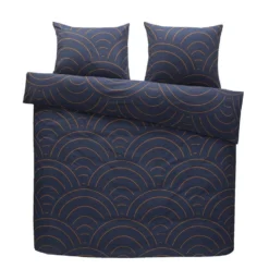 Comfort Dekbedovertrek Sendai Grafisch - Blauw/caramel - 240x200/220 Cm