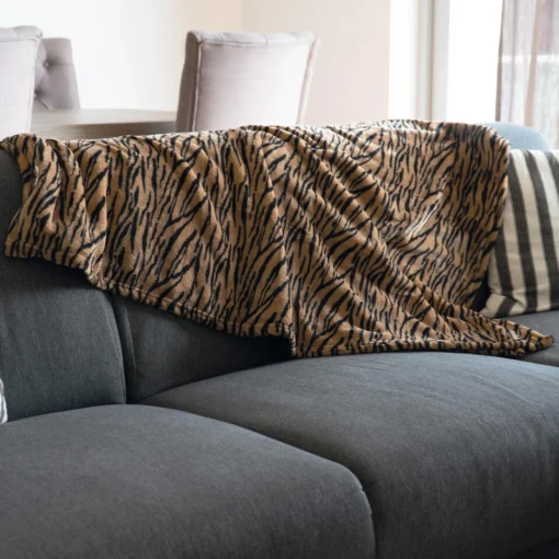 Bellatio Design Plaid - Fleece Deken - Tijger Dieren Print - 120 X 160 Cm - Afbeelding 3