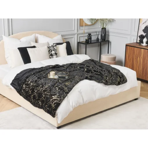 Beliani Plaid GODAVARI - Zwart Polyester - Afbeelding 2