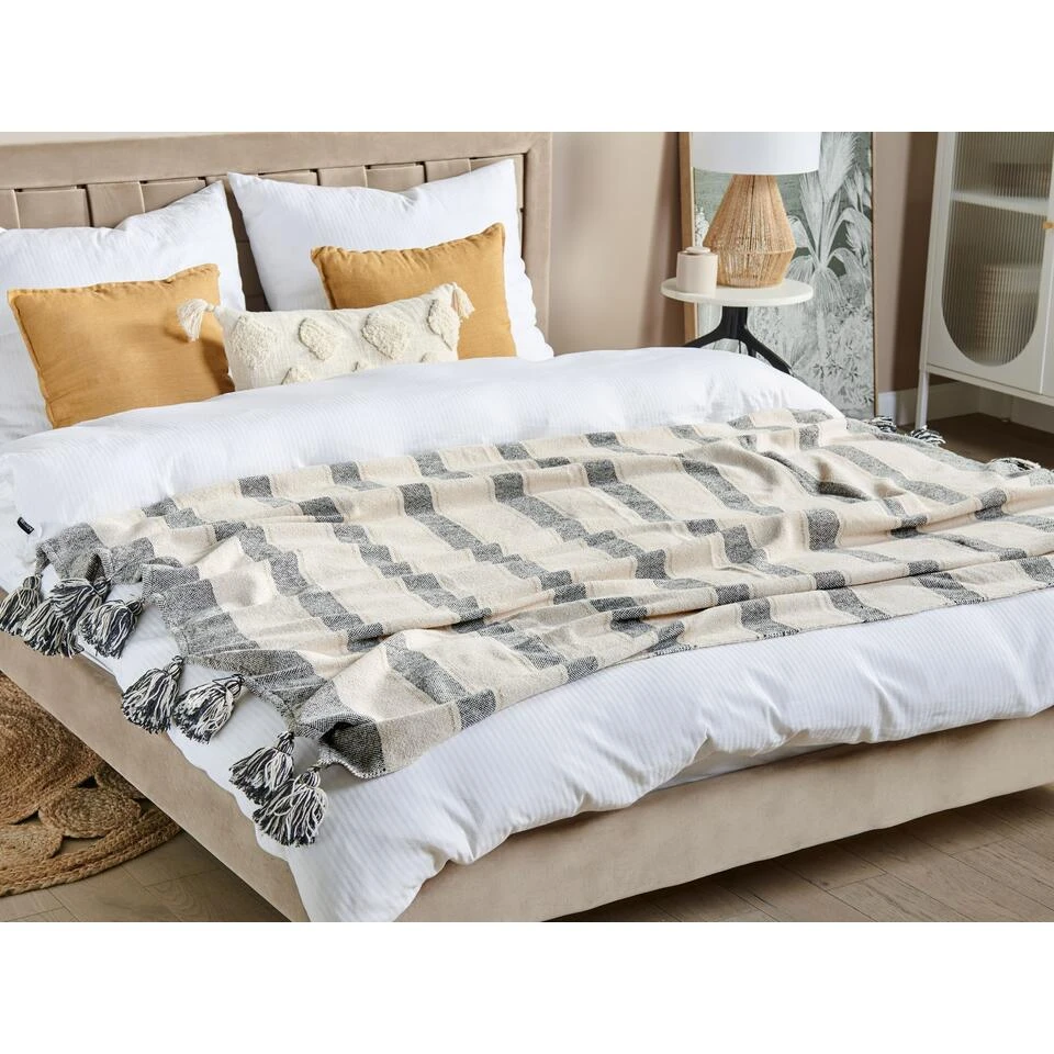 Beliani Plaid CAYIR - Beige Katoen - Afbeelding 2