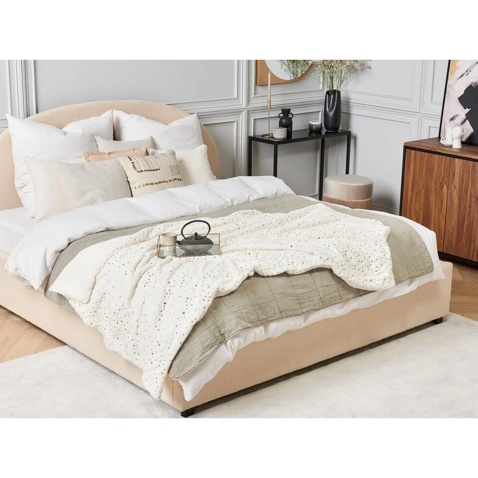 Beliani Plaid ALAZEYA - Beige Polyester - Afbeelding 2