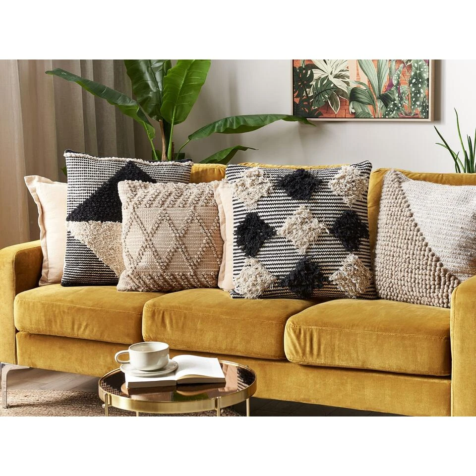 Beliani Sierkussen BHUSAWAL - Beige Katoen - Afbeelding 2