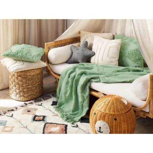 Beliani Plaid KHARI - Groen Katoen - Afbeelding 2