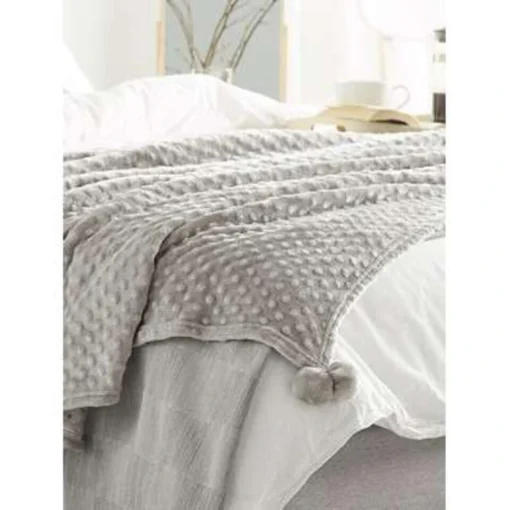 Beliani Plaid SAMUR - Grijs Polyester - Afbeelding 4