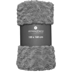 Atmosphera Bank/bed Deken/plaid - Geknoopt Motief - 120 X 160 Cm - Donkergrijs -Beddengoed Winkel e320fdd3590549dba0c176fd4e36da04